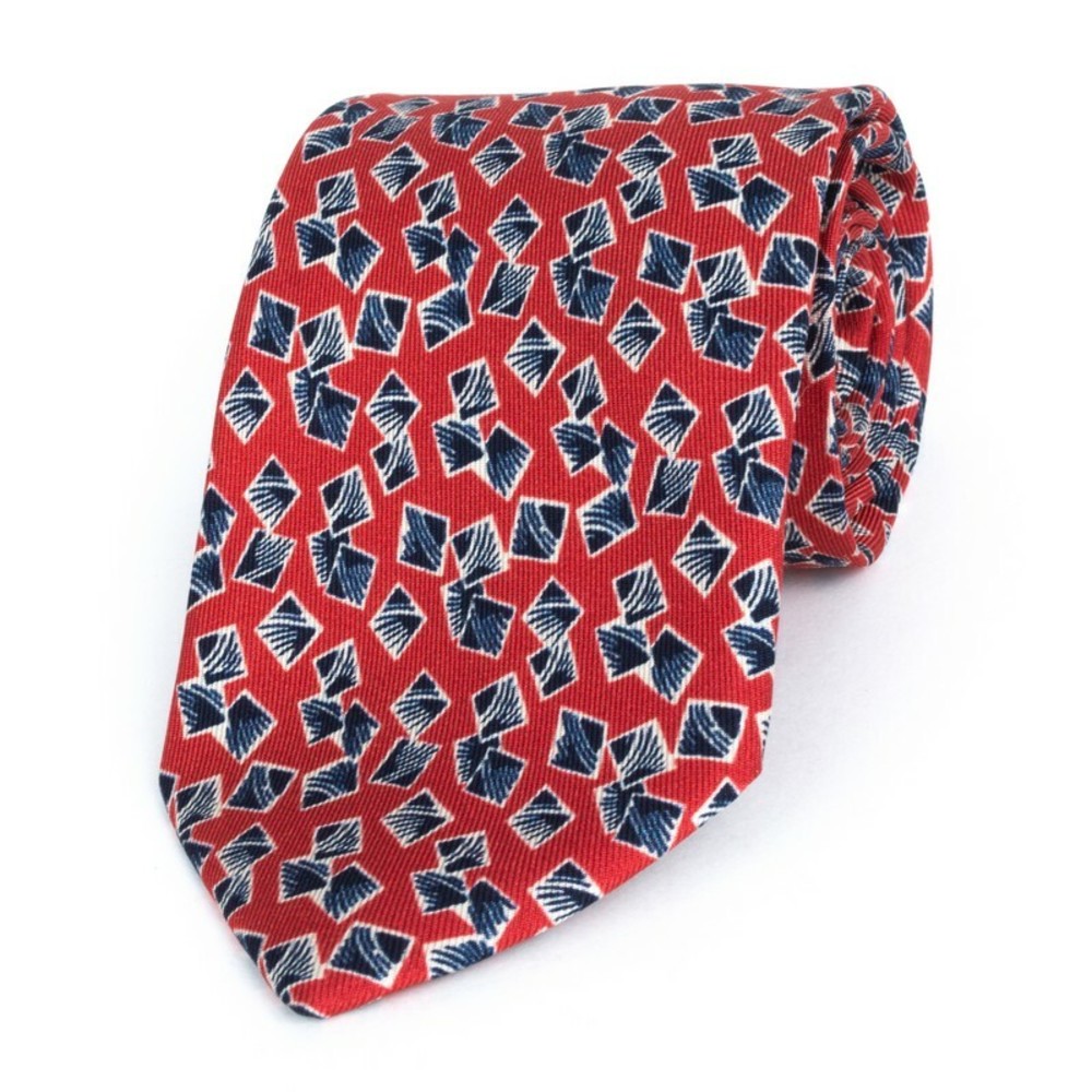 CARUSO MEDIUM BLUE, RED, WHITE PAISLEY TIE | MENS